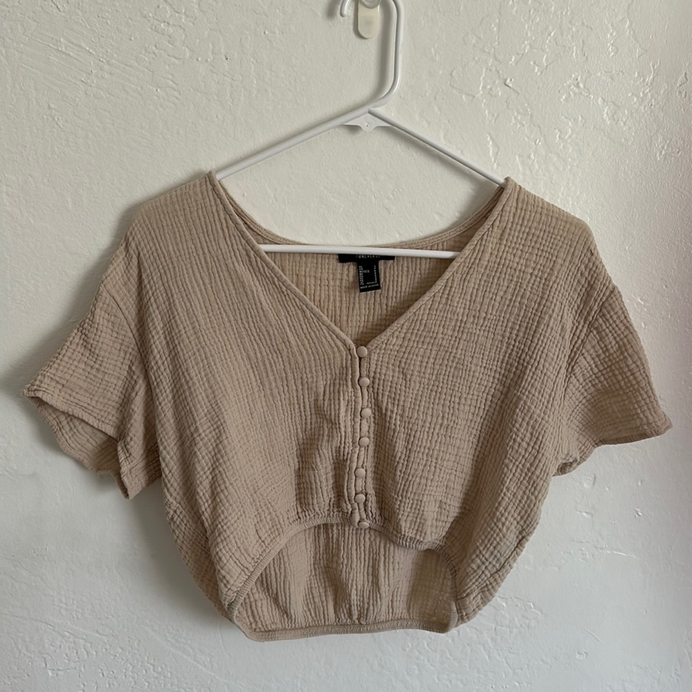 Tan blouse top